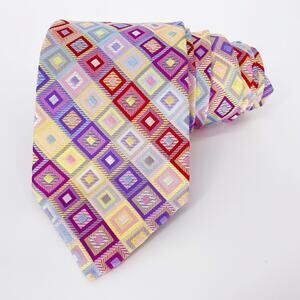 Duchamp Of London Pristine Silk Multicolor Luxury Tie Geometric Artsy Jacquard